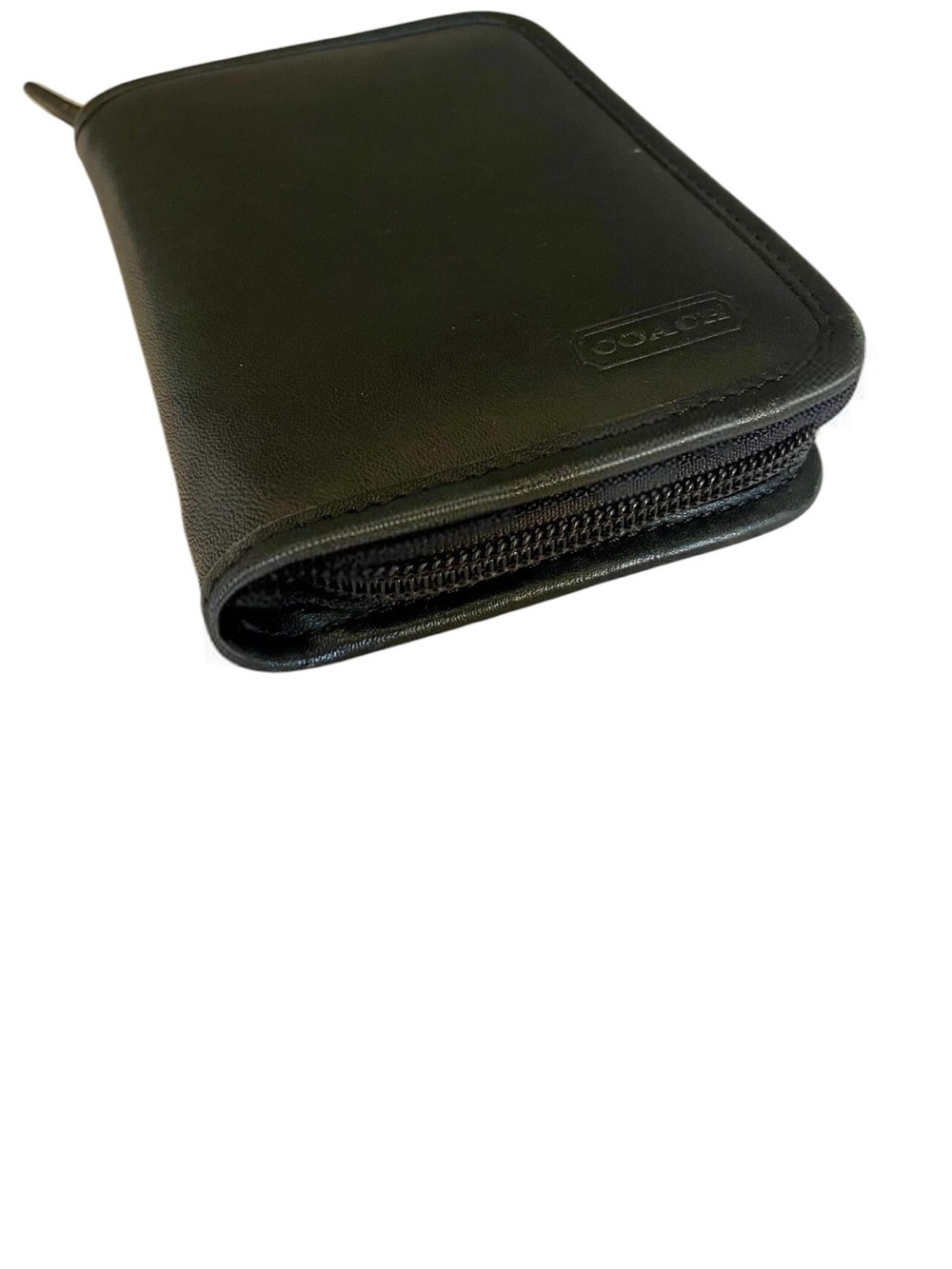Vintage Coach Black Leather Zip Around Travel Organizer Planner Wallet - Picture 3 of 6
